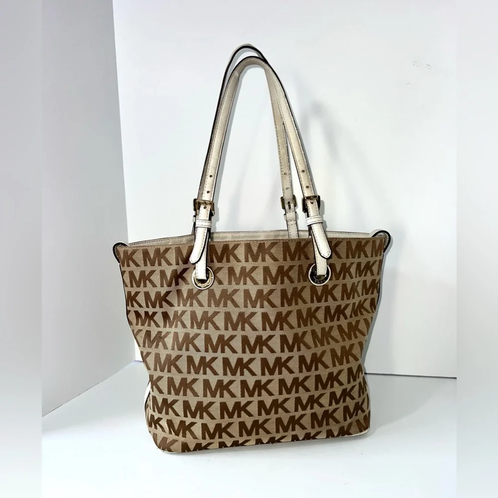 Michael‎ Kors Signature Jet Set Canvas Tote Shoulder Bag  Brown